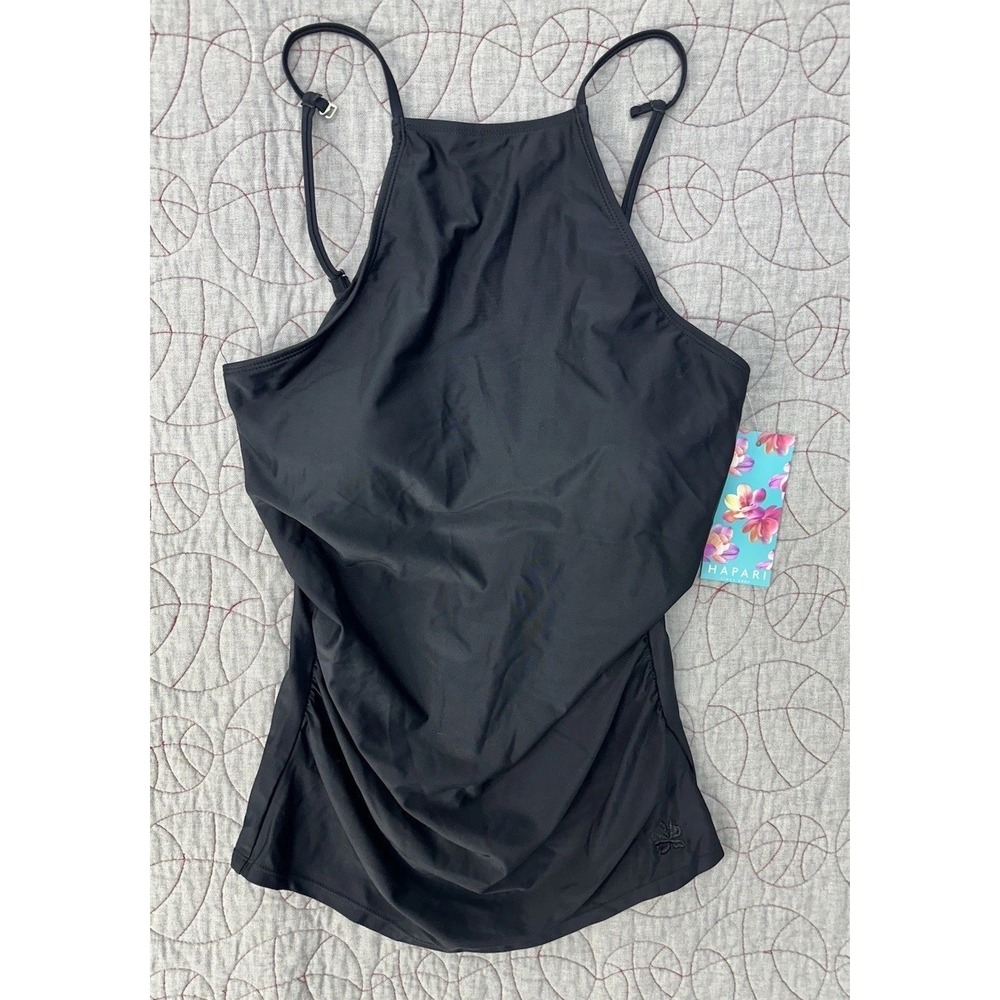 Hapari Women's Removable Cups High-Neck Strappy Tankini AC2 Black Medium NWT‎